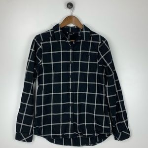 Black Diamond Men’s Black White Organic Cotton Long Sleeve Button Shirt Small S